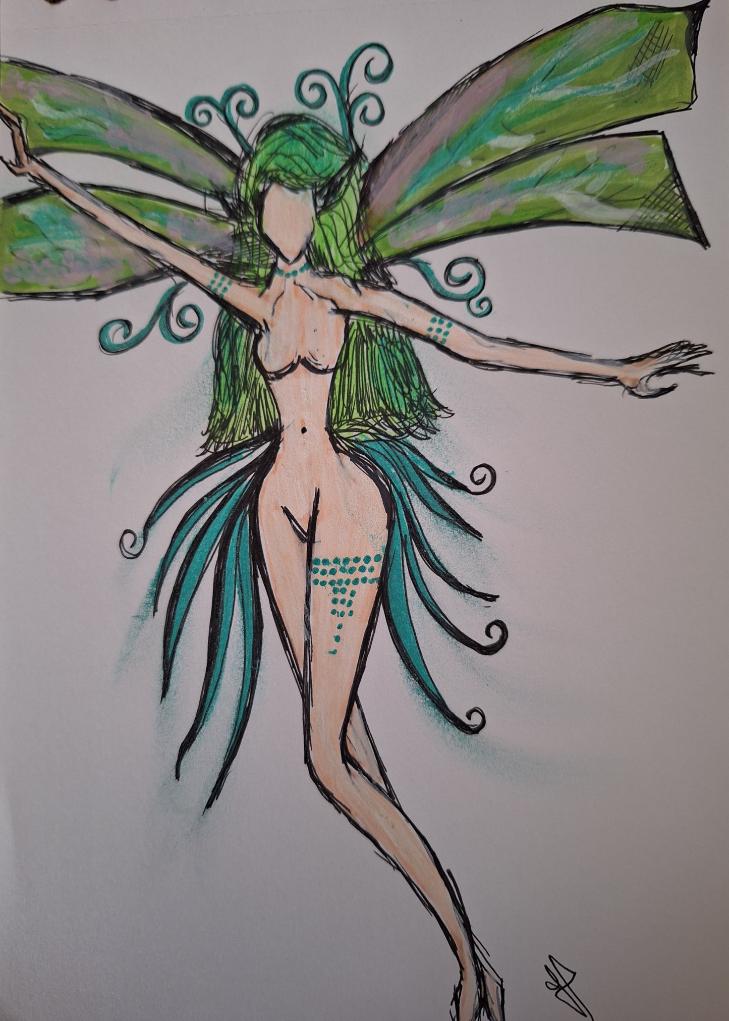 Elegant Green Fairy Artwork